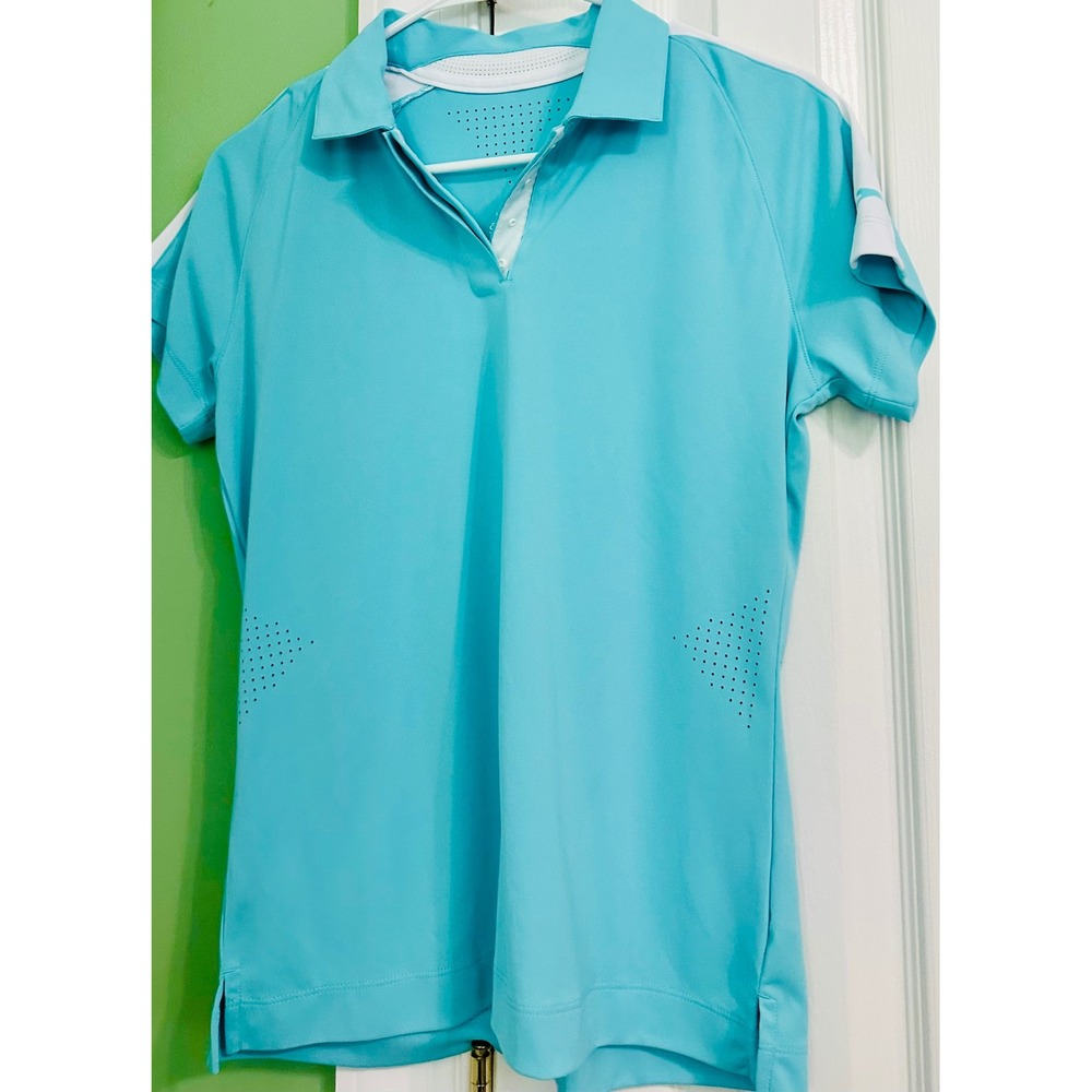 Slazenger Golf Polo Shirt Athletic Ventilated Short Sleeve‎ Top Aqua Blue S